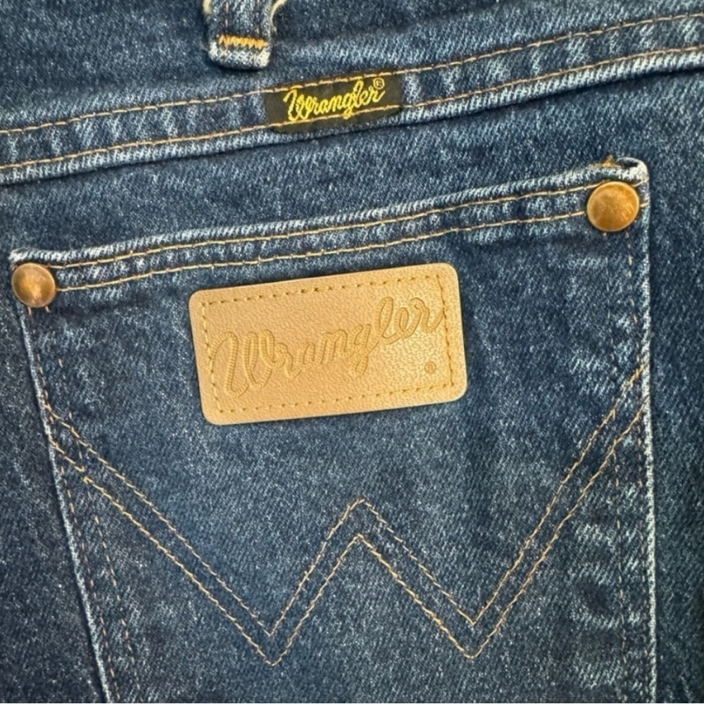VINTAGE WRANGLER Straight Leg Classic Denim Blue Jeans - 42x34 - Picture 7 of 14